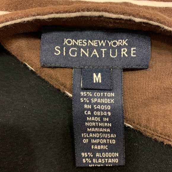Jones New York Signature Top Brwn/Wh Stripe Size M - Picture 4 of 4